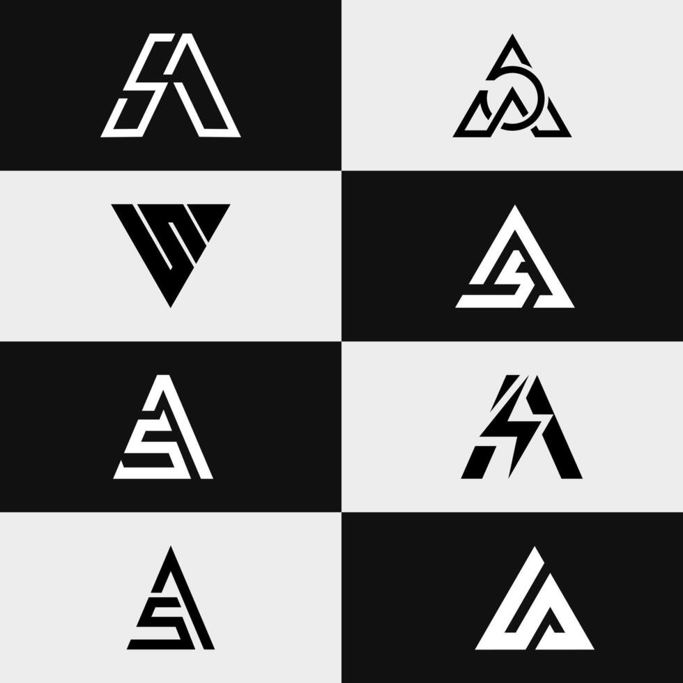 letter As or Sa abstract initial unique trendy logo set vector