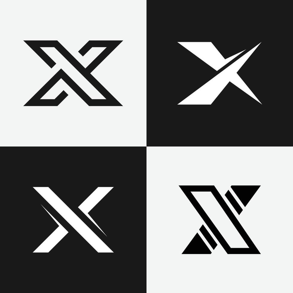 Letter X Monogram Logo Set with 4 Unique Shapes vector