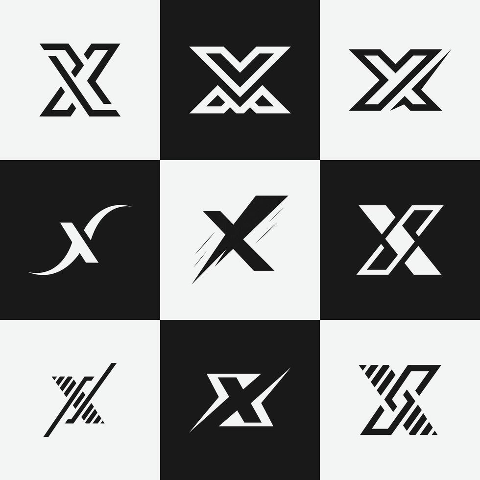 Letter X monogram logo set modern minimal design pack vector