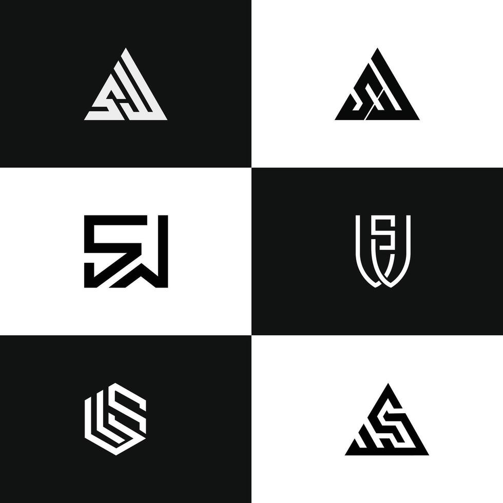 letter ws or sw Initial unique abstract logo set vector
