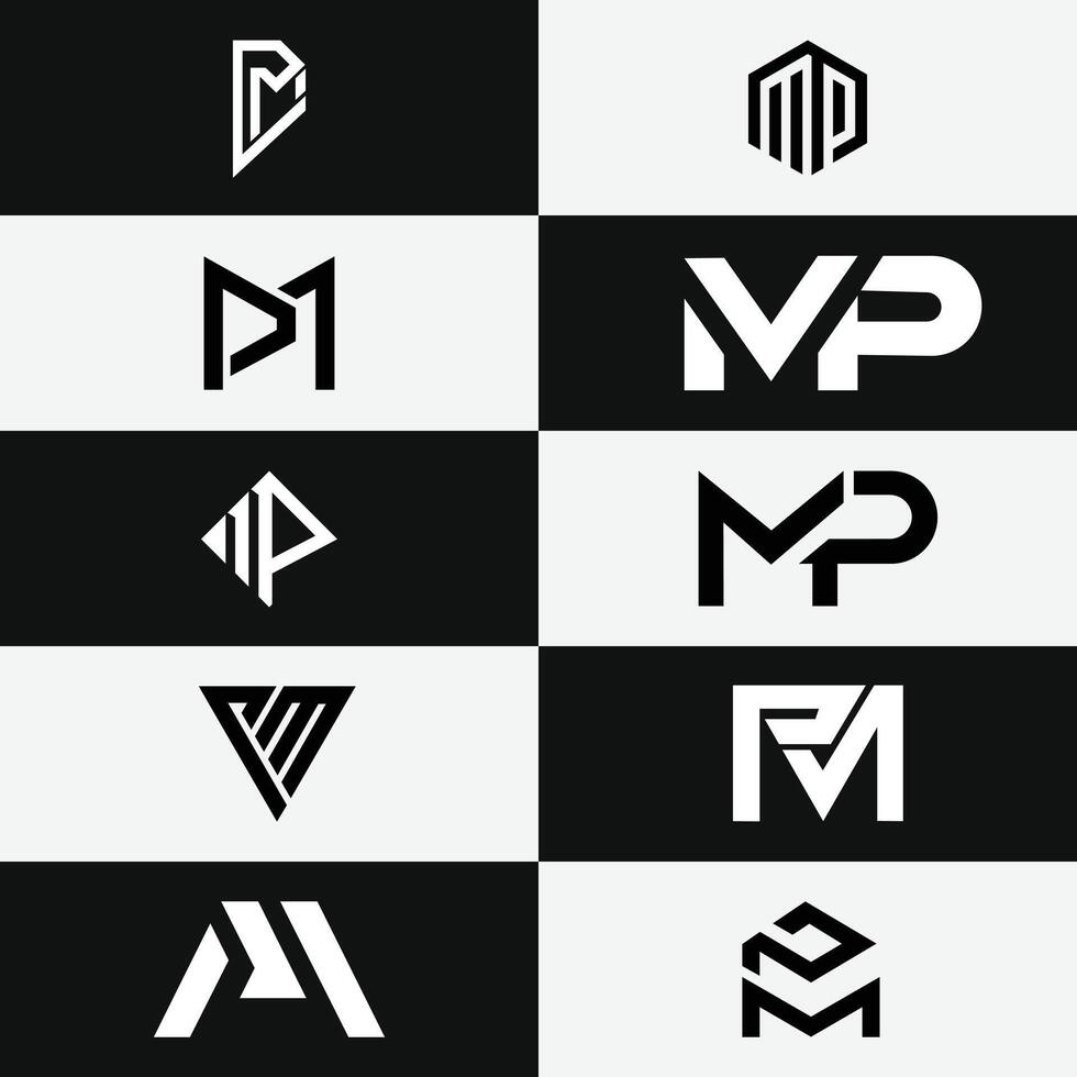 letter Pm or Mp initial monogram logo set vector