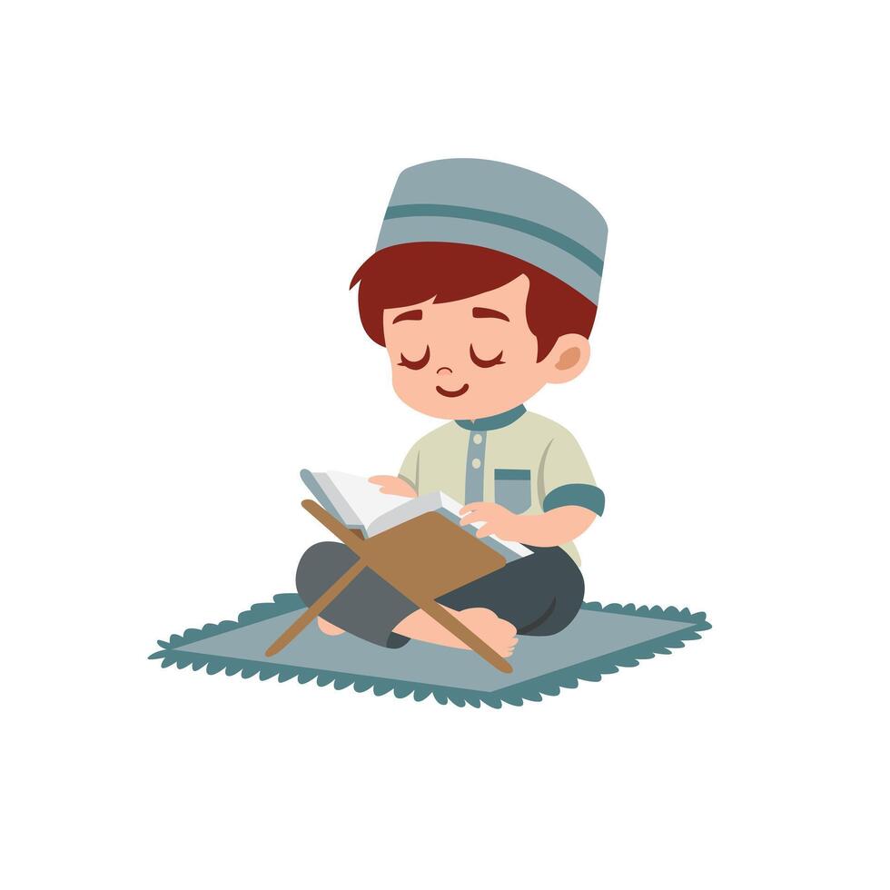 Child Learning the Holy Quran vector