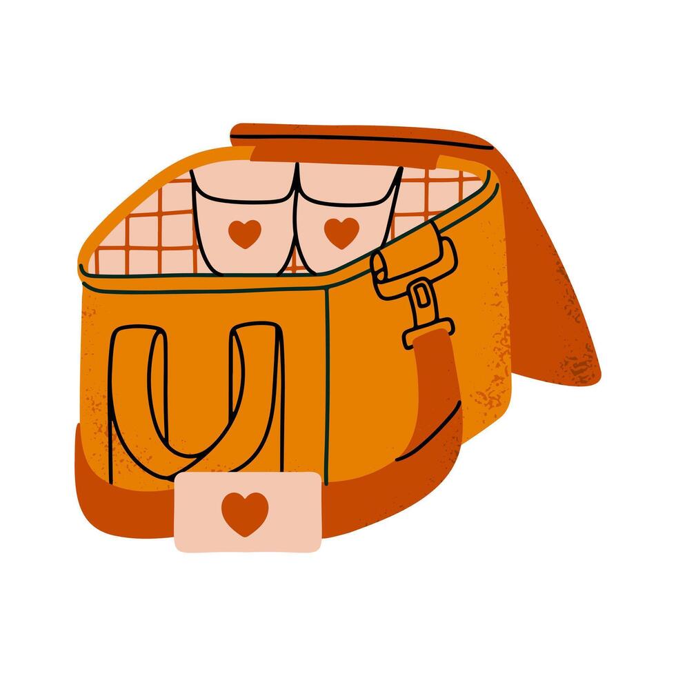 Picnic cooler bag. Lunchbox for camping hand drawn design illustration. vector