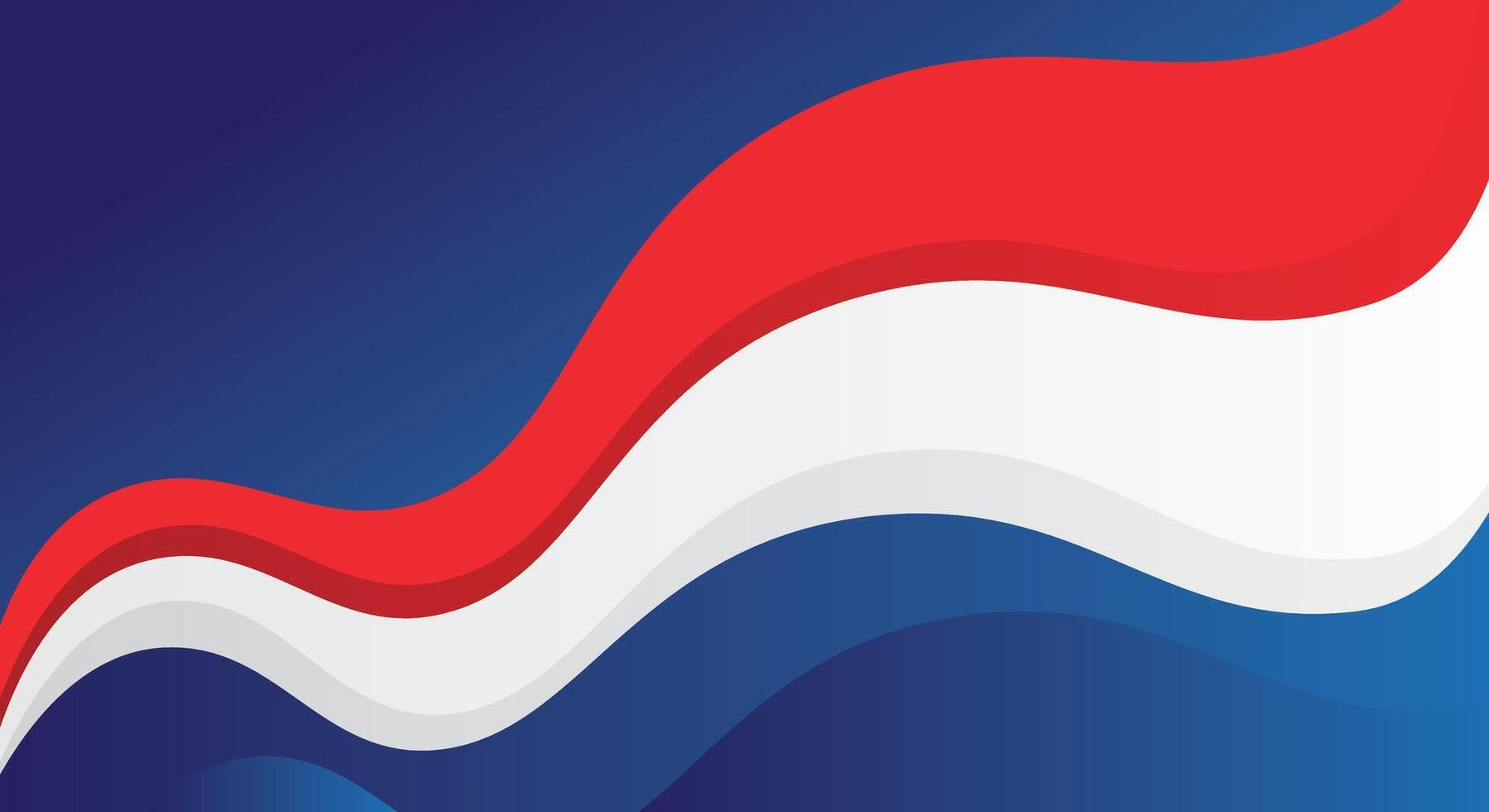 Red and white flag on blue background vector