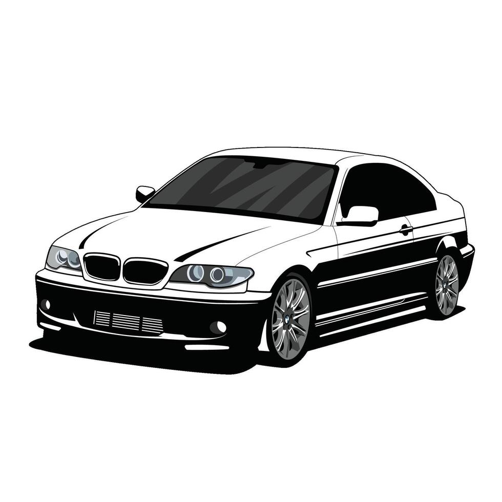 sedan car black and white vehicle vector