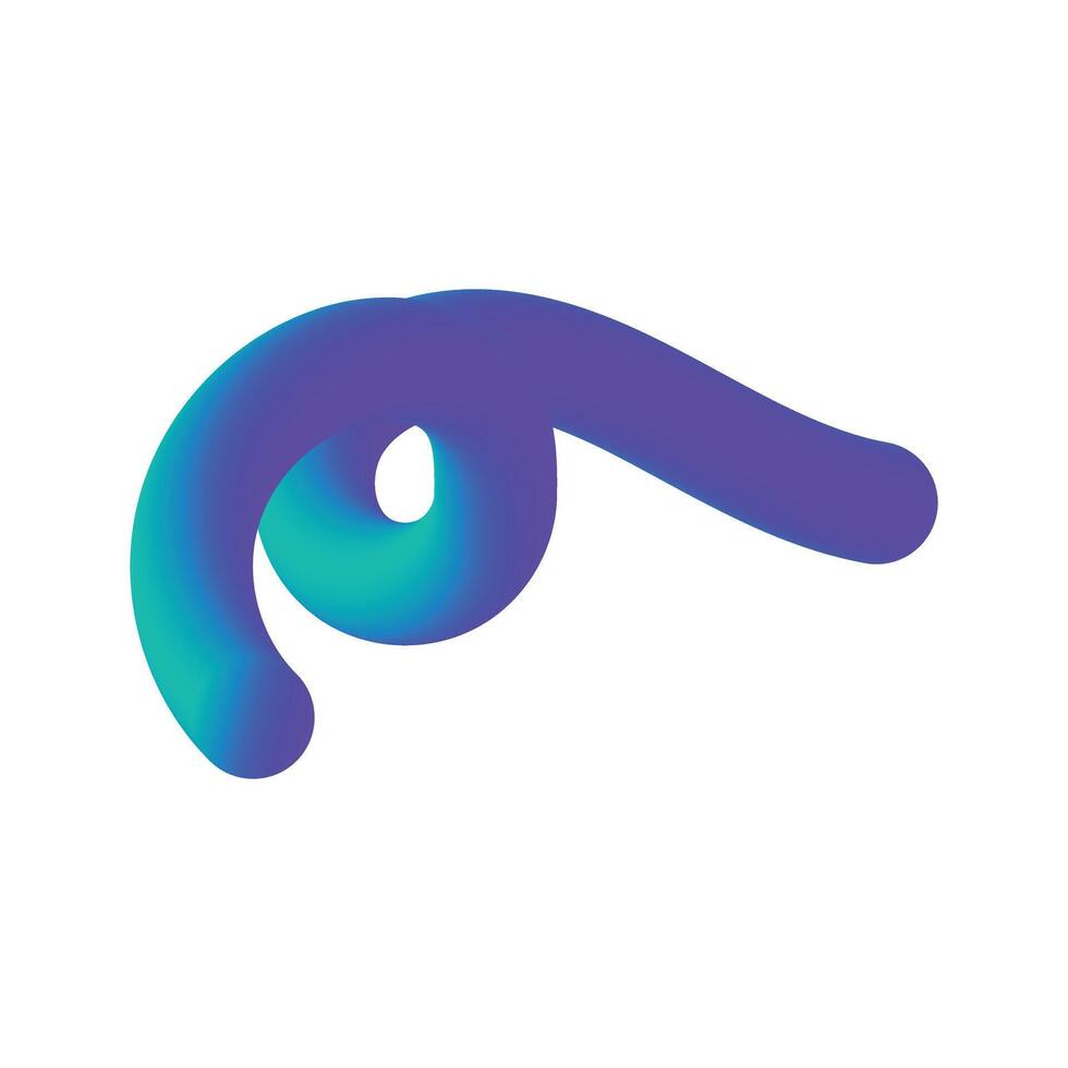 line 3d Blue and purple gradient 3D fluid squiggle shape vector