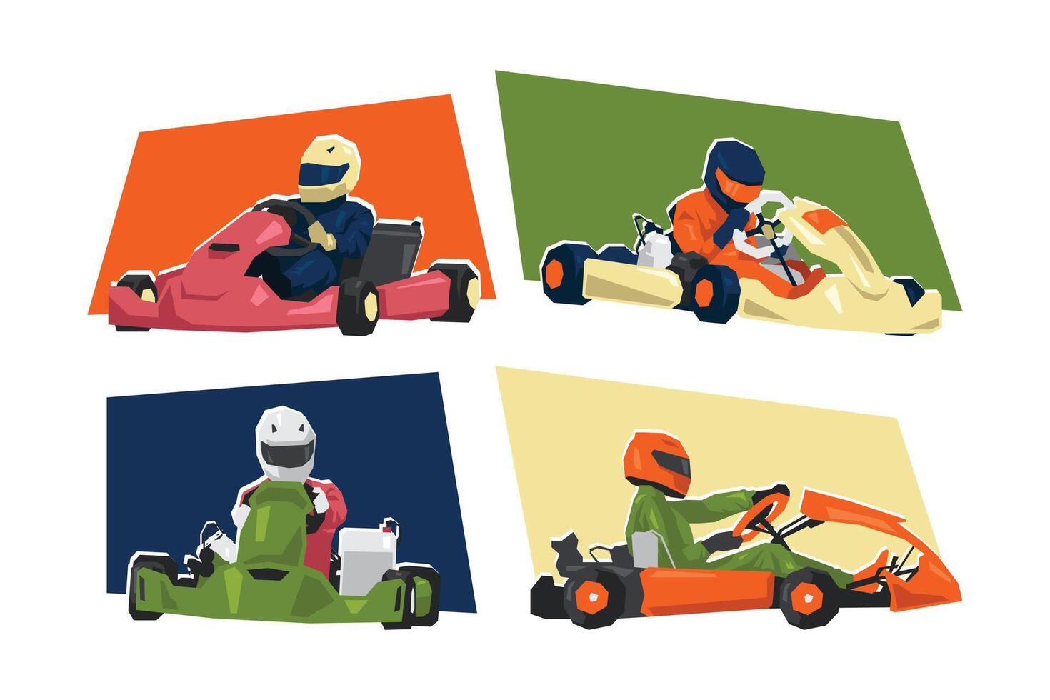 Kart racer character illustration. Race, sport, vehicle. Flat cartoon style. vector
