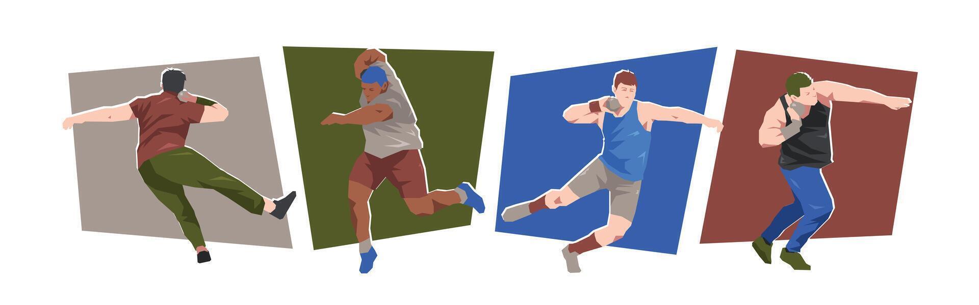 illustration of male shot put athlete character. Sport, athletic concept. Cartoon flat style vector