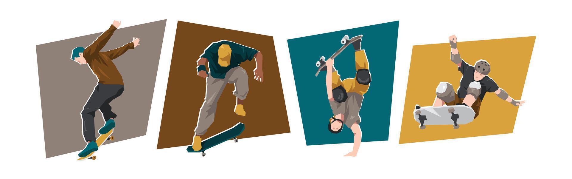 Illustration of a male skateboarder character. Sport, freestyle, lifestyle concept. Cartoon flat style. vector