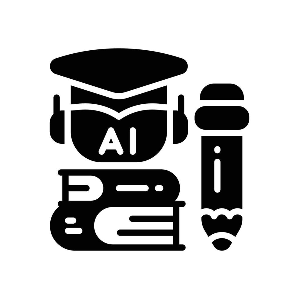AI education solid style icon vector