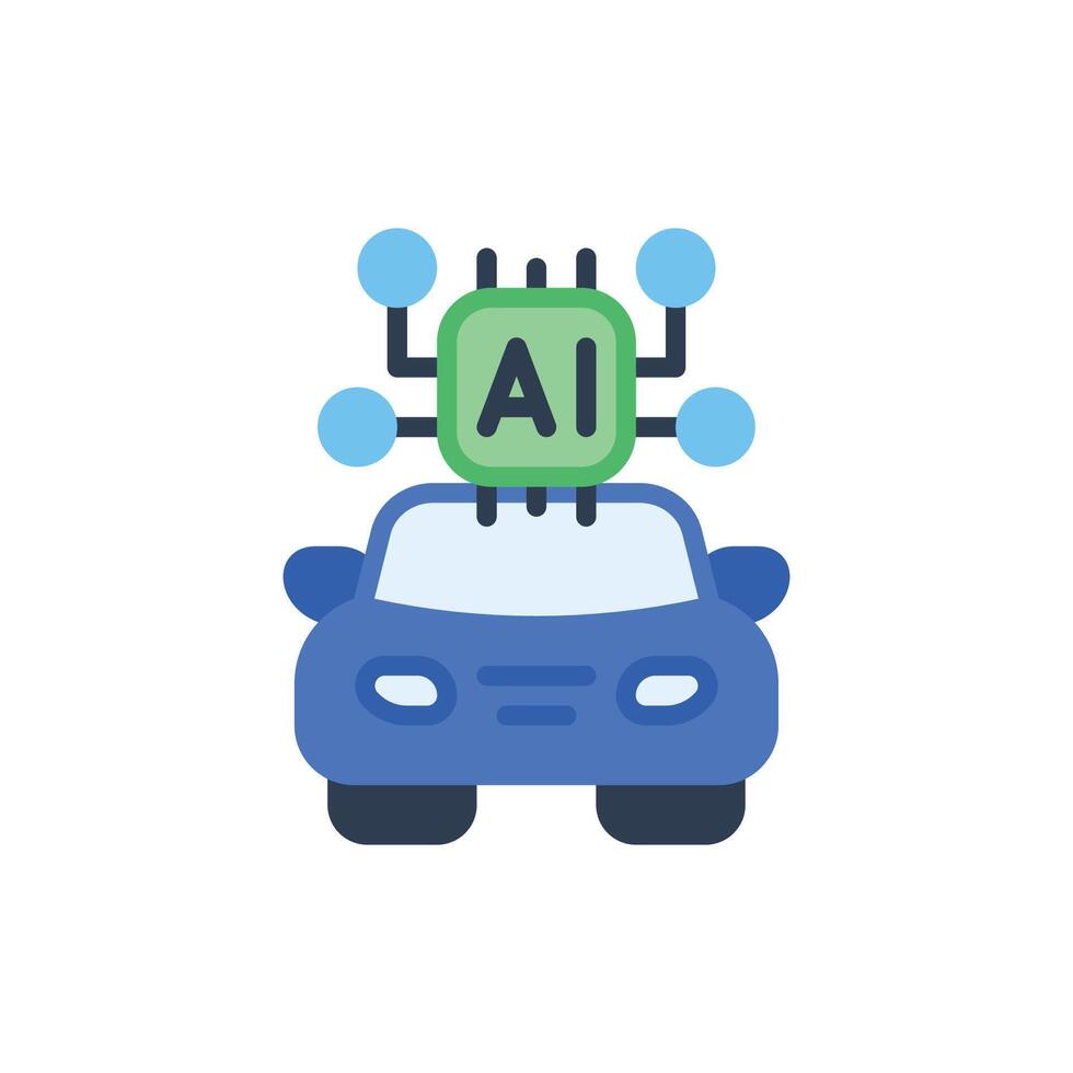 AI car technology icon vector