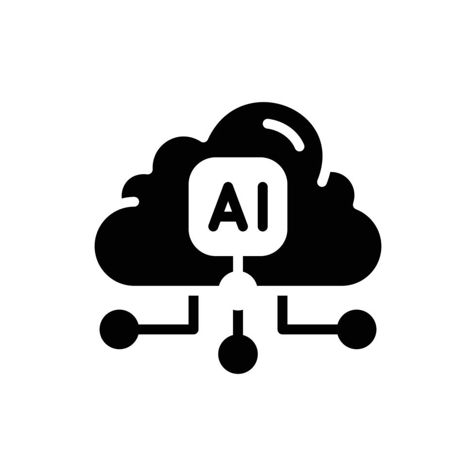 AI cloud solid style icon vector
