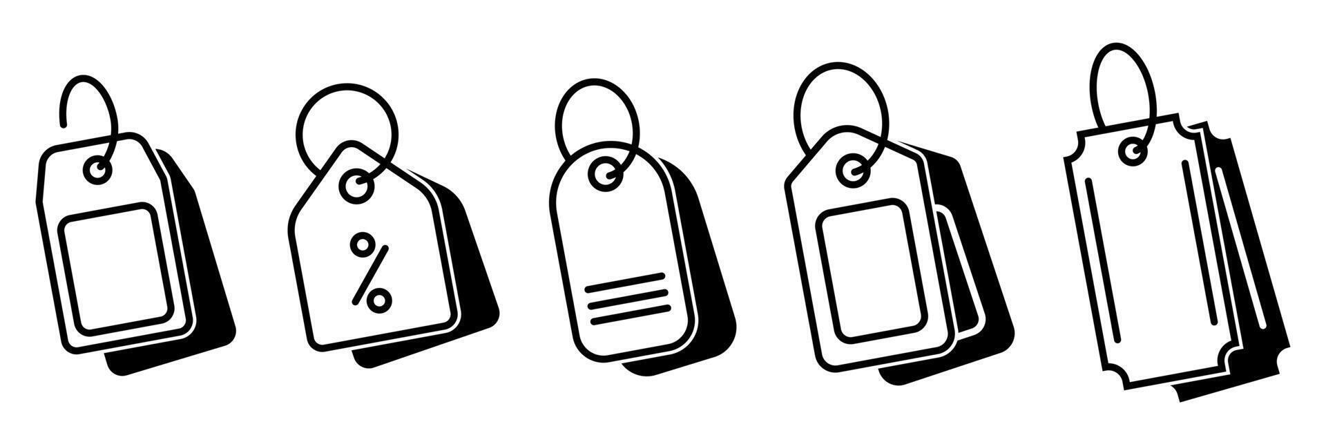 price tag ribbon icon set, discount labe. Sale, present offer frame element. illustration. vector