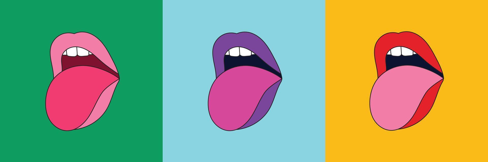 Illustration mouth lip retro vector