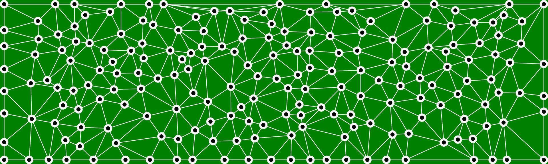 A green digital network pattern with interconnected white dots and lines, resembling a tech or communication grid, representing connectivity and data flow. vector
