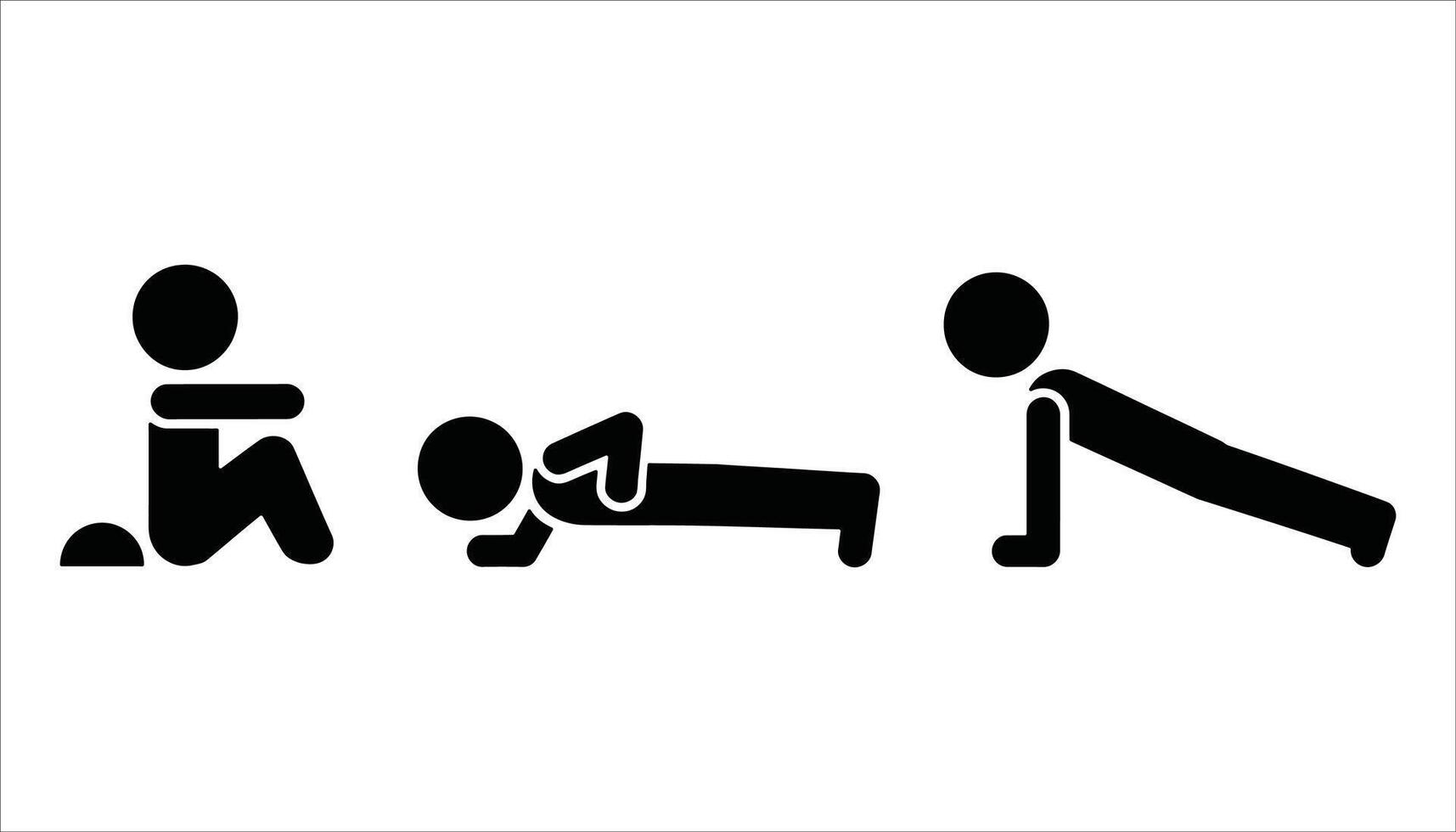 Workout Exercise Icon Set Push Up, Sit Up, and Plank for Fitness and Training Design vector