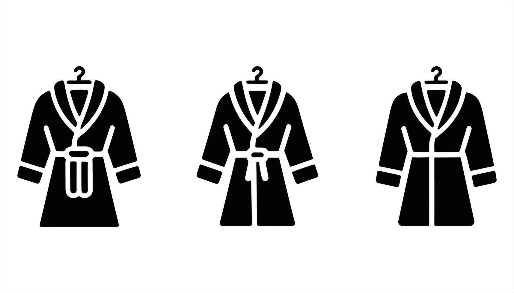 Bathrobe Silhouette Icon Set with Hanger and Belt Detail vector