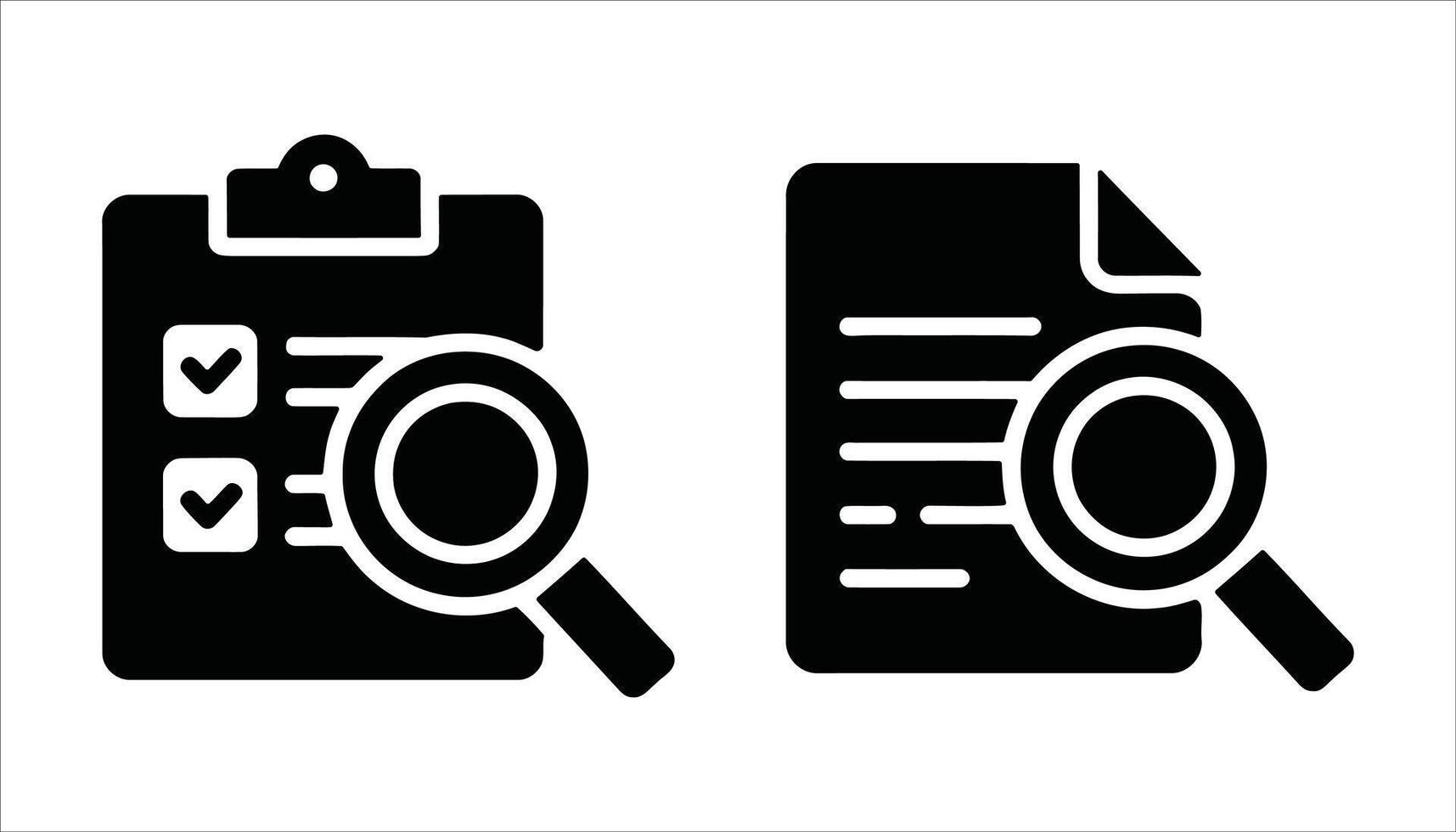 Document Search Icon with Checklist and Magnifying Glass vector