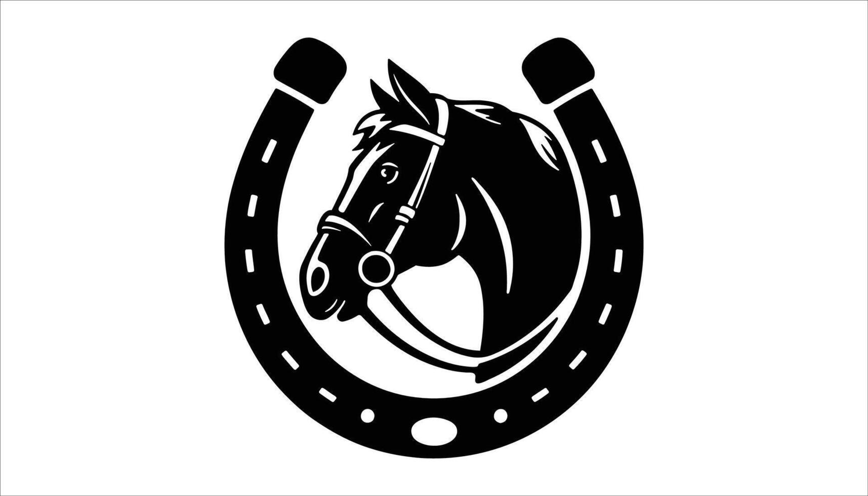 Horse Head with Horseshoe Silhouette vector