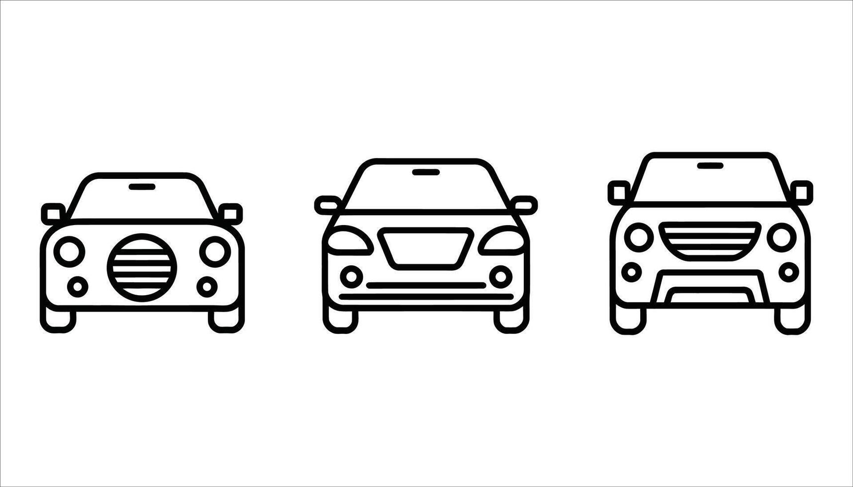Car Front View Outline Icons Set of Vehicle Line Art Designs vector