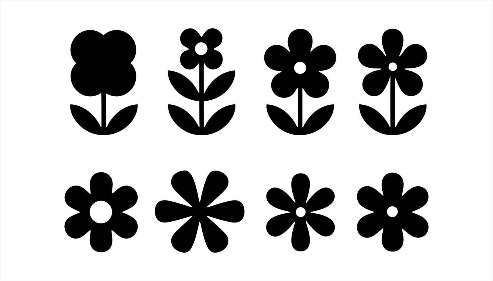 Black Floral Symbols Clipart Design Pack vector