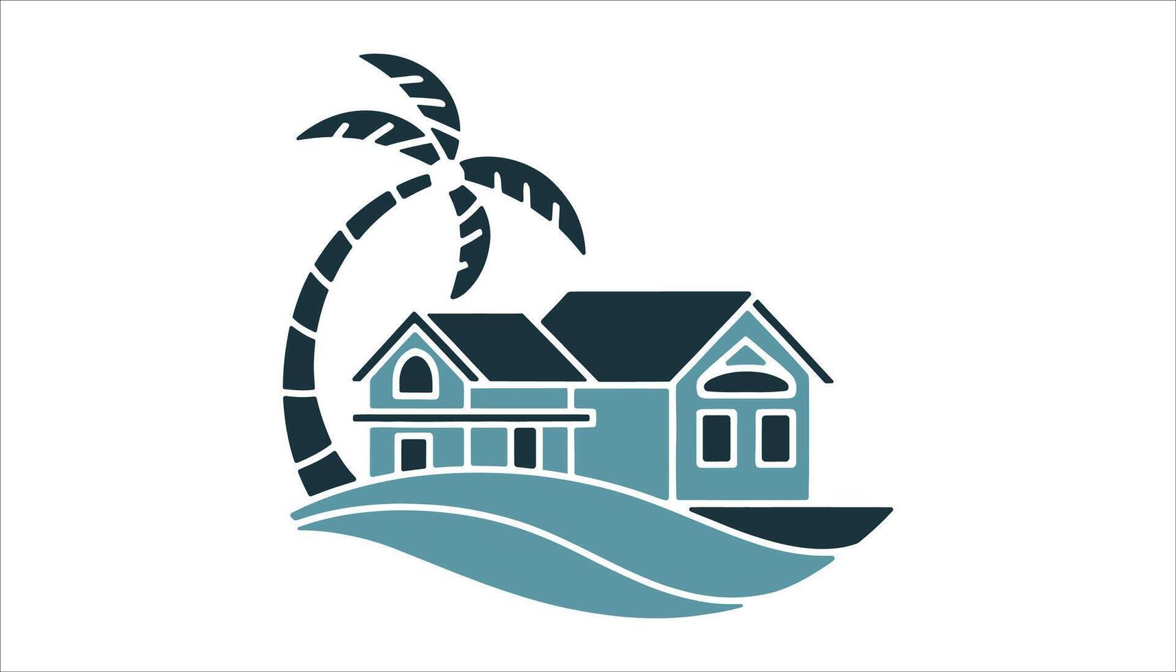 Tropical Beach House Logo Design vector