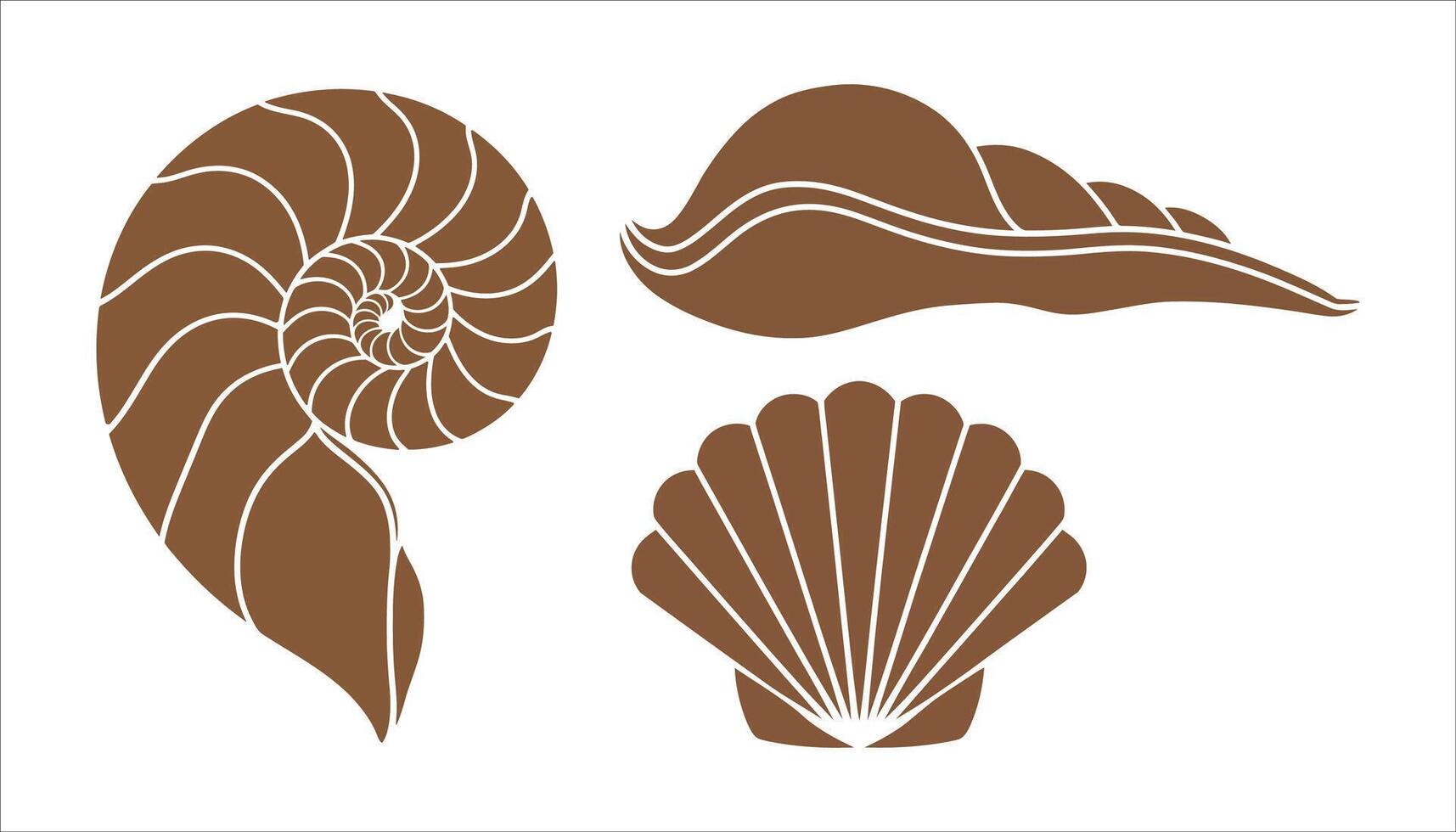 Sea Shell Silhouette Set for Beach and Ocean Designs vector