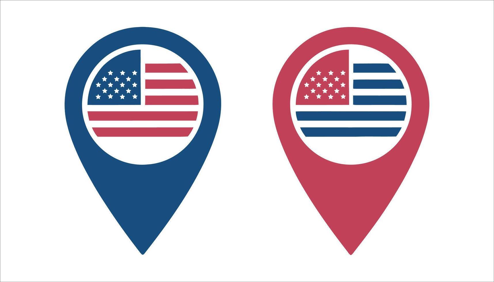 American Flag Map Marker, USA Location Pin Graphic, US Flag GPS Icon vector