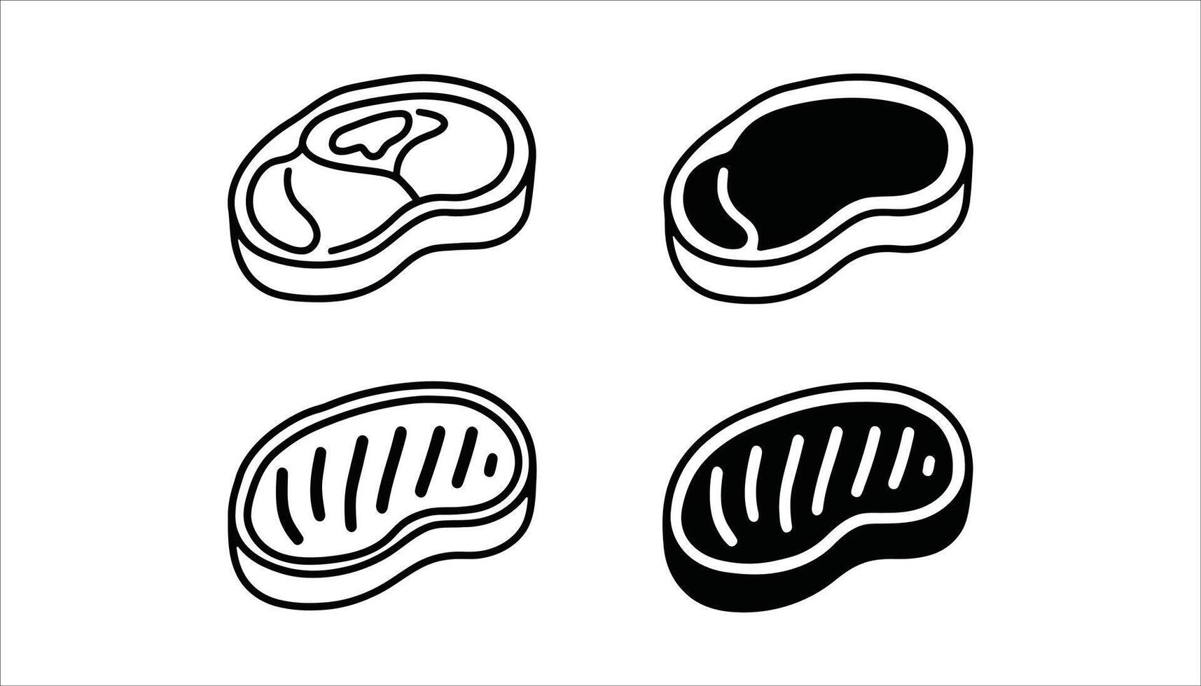 Meat and Steak Icons Set Raw and Grilled Beef Illustration vector