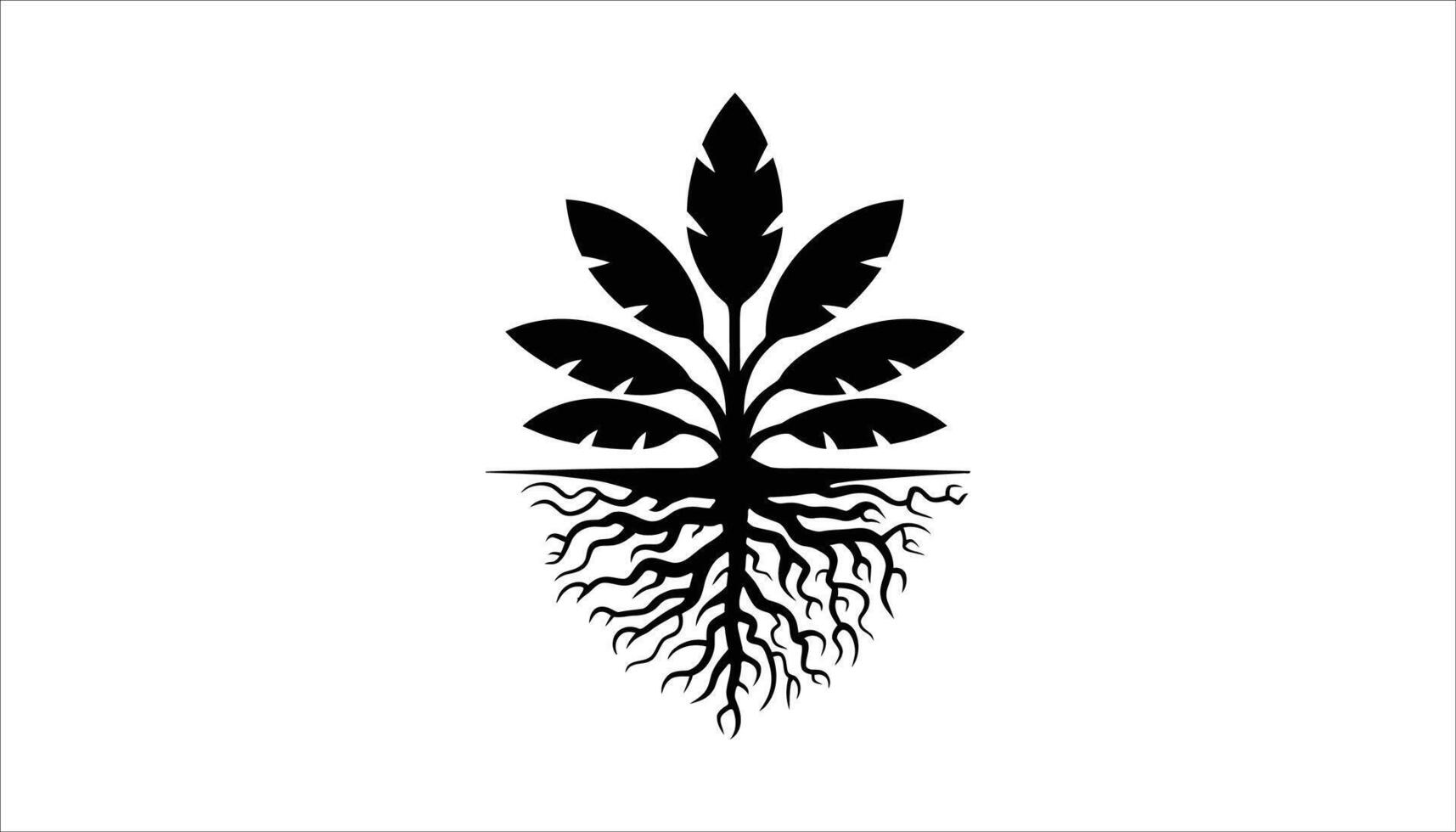 Plant with Roots Silhouette Organic Growth Icon vector