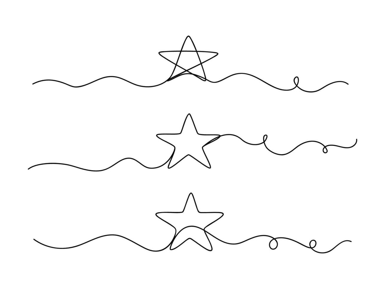 Continuous one line star art isolated flat style. vector