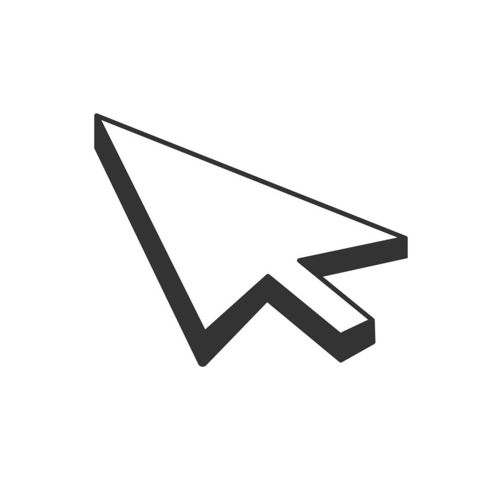 Click pointer arrow 3D icon isolated flat design. vector