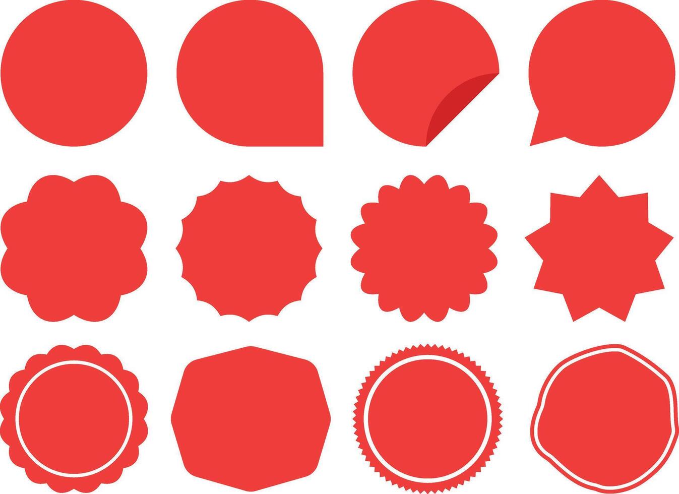 Set circle sticker price tag, starburst, quality mark, sunburst badges. Flat design elements vector