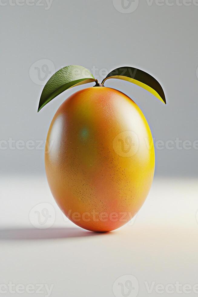 Hyper-Realistic 3D Render of Ripe Mango on White Background V Ray Pixar Style with Unreal Engine Lighting photo
