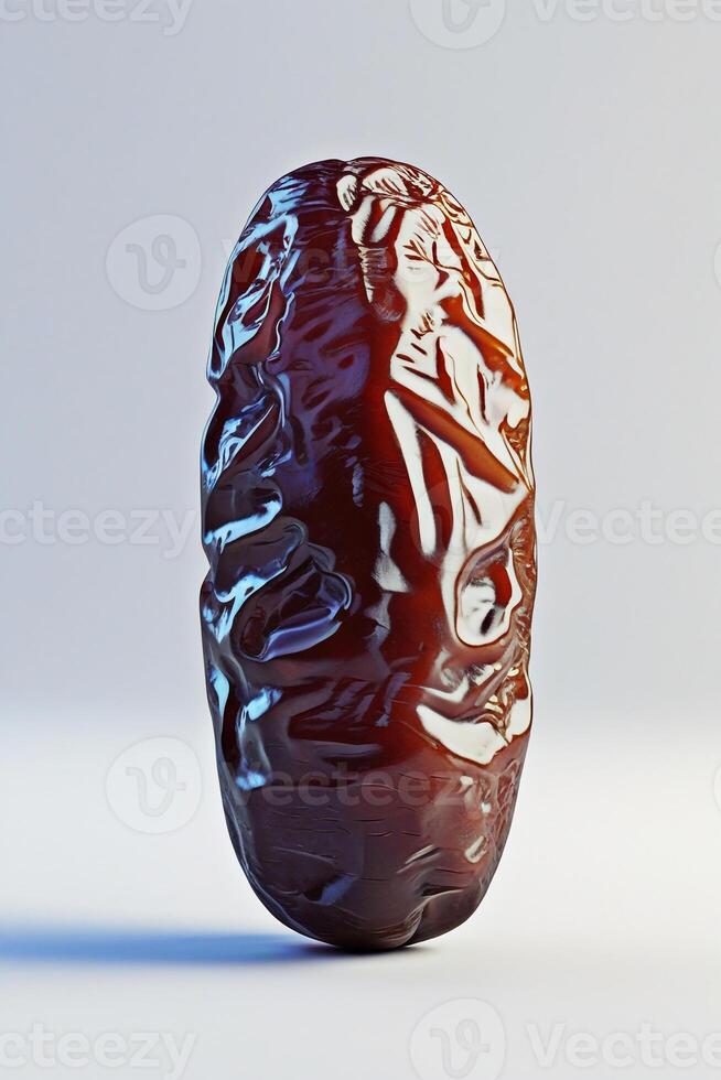 Hyperrealistic 3D Render of Ripe Dry Date Isolated on White Background Vibrant, Detailed, Pixar-Inspired CGI photo