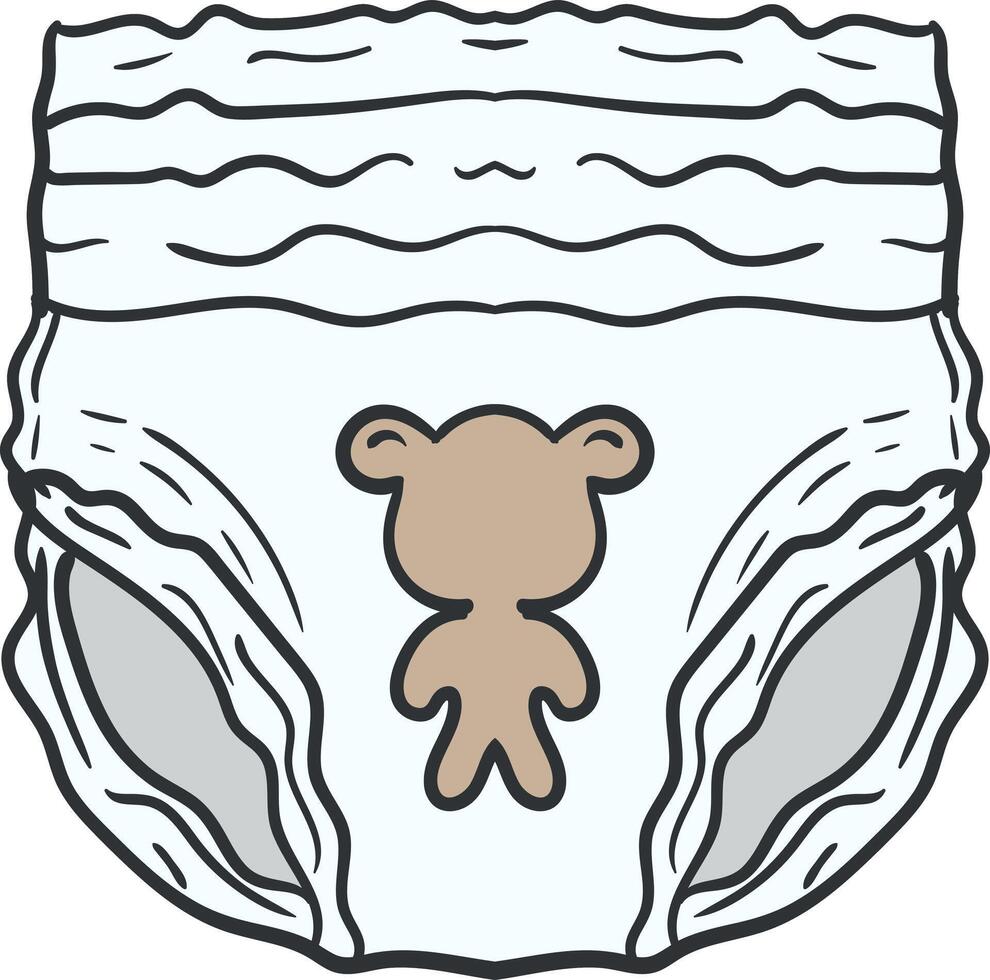 Cute Cartoon Baby Diaper Illustration vector