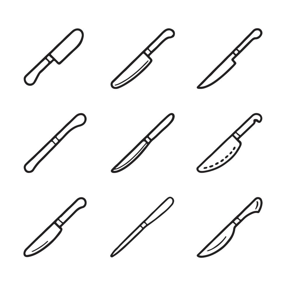 Cutting Tool Icons in Simple Line Style vector