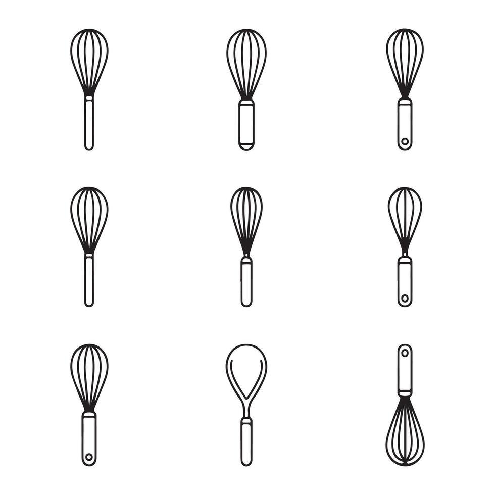 Simple Line Art Whisks Set vector