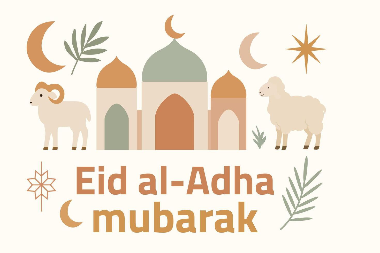 Eid al-Adha Mubarak Greeting Card Islamic Festival Celebration Design vector