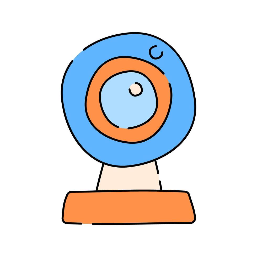 Webcam Doodle style, webcam icon on stand, suitable for calls, digital meetings, and communication illustrations. vector