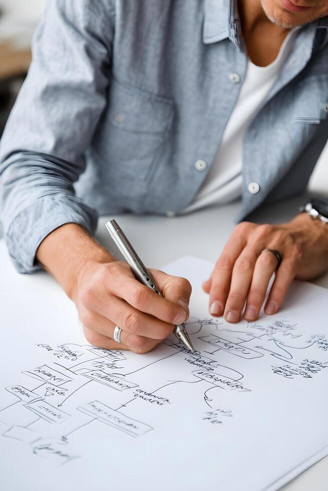 Hand drawn diagram on paper photo