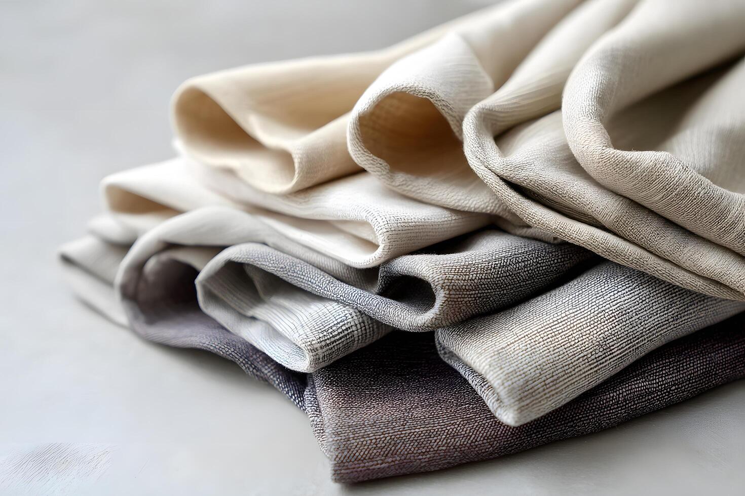 Soft folds of neutral toned fabrics with a flowing texture photo