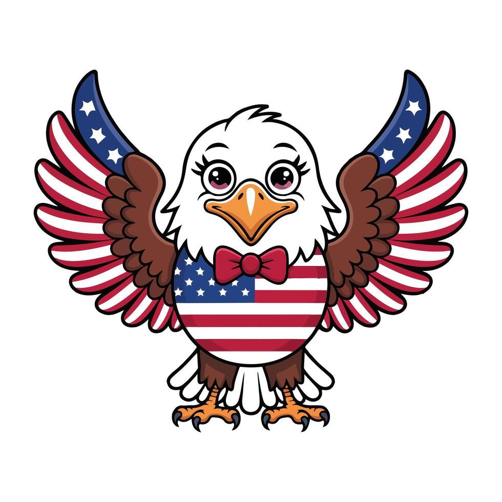 Red White and Blue Cartoon Eagle Graphic vector