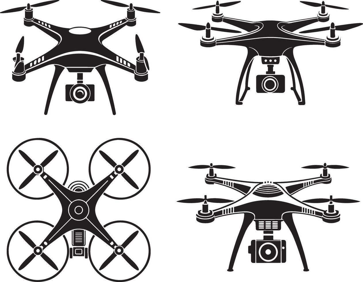 Drone Silhouette Icon Pack vector