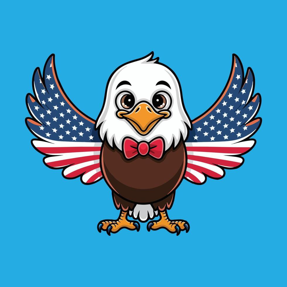 USA Themed Cartoon Eagle with Flag Wings vector