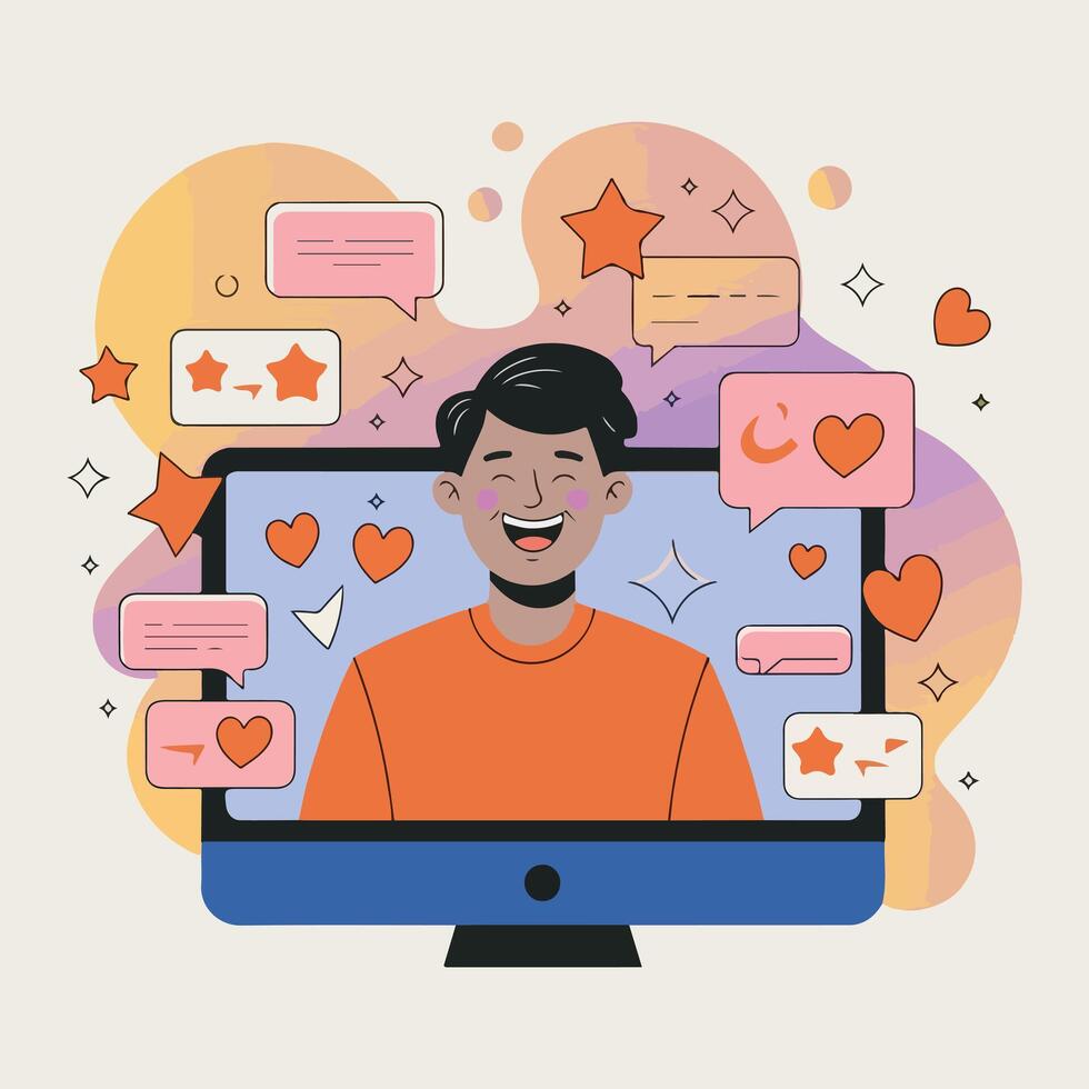 Virtual Team Feedback Illustration vector
