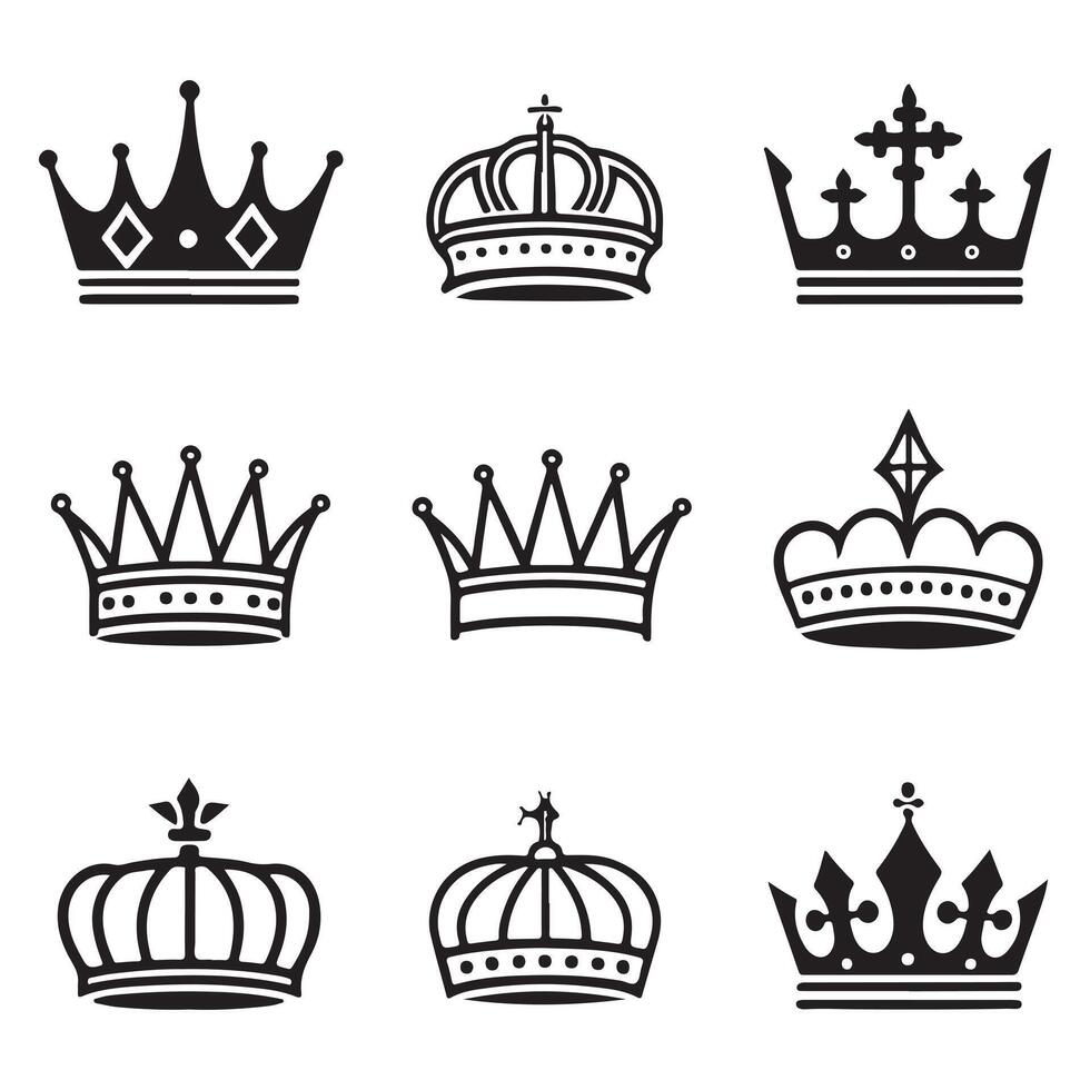 Crown Silhouette Symbols Set vector