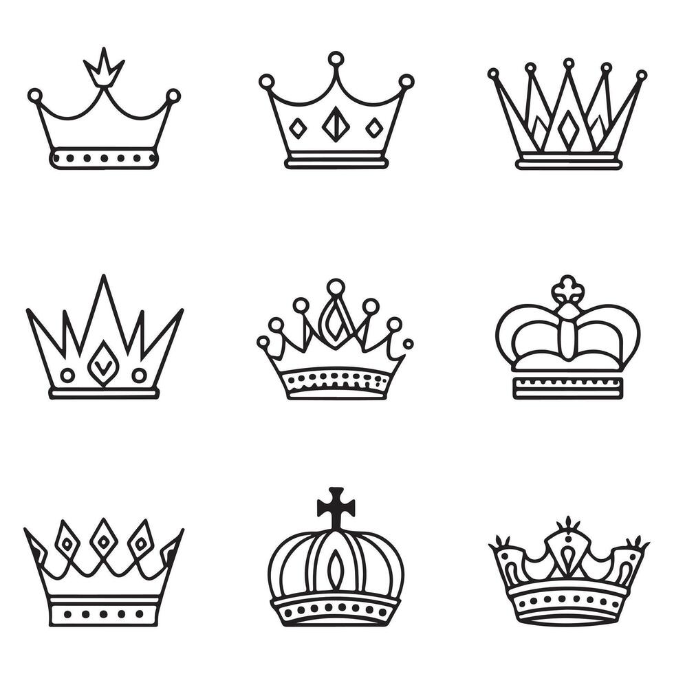 Royal Crown Silhouette Icons Bundle vector