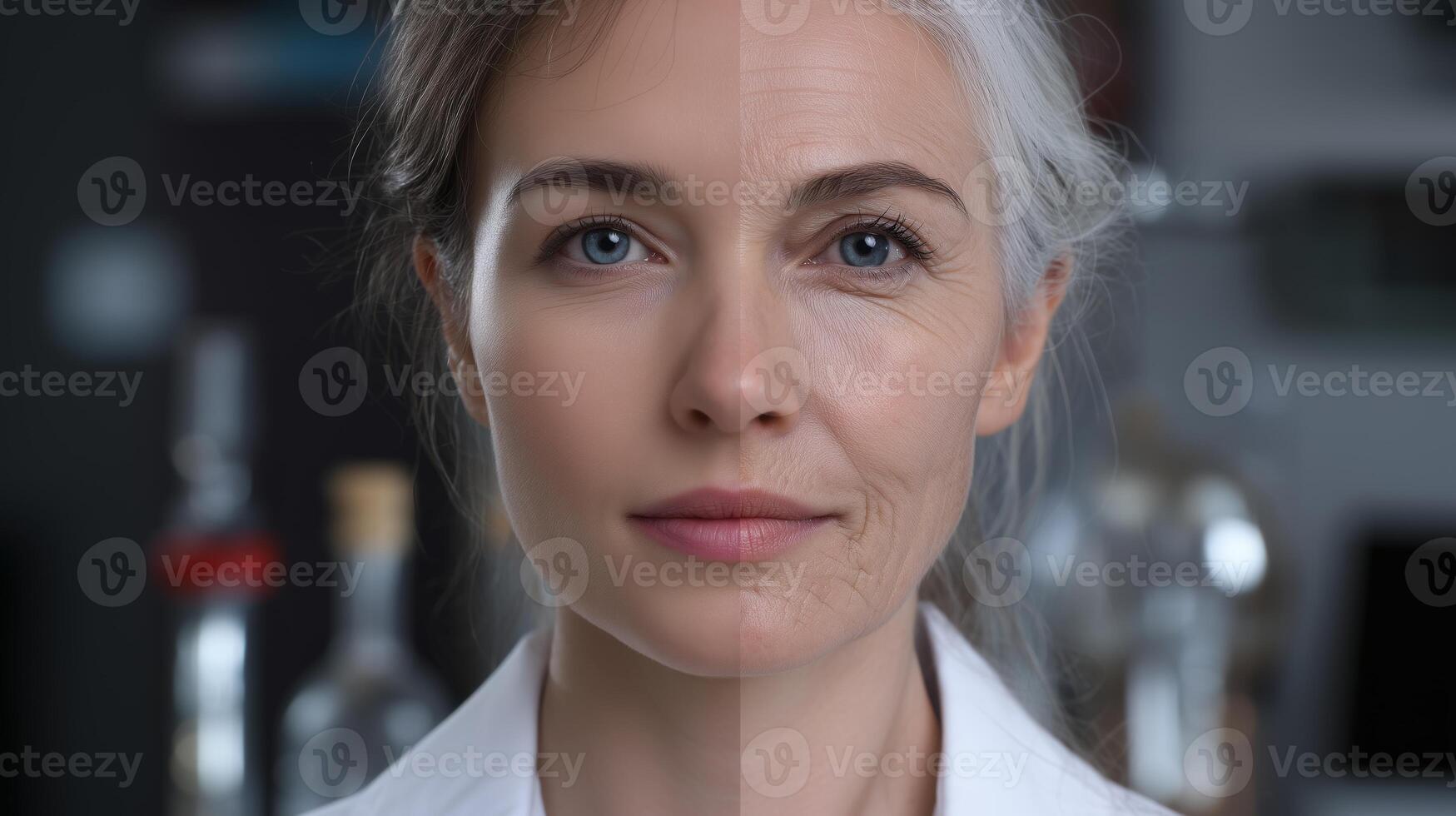 A woman stands confidently in a contemporary laboratory, showcasing the intersection of youth and innovation in technology. She embodies a spirit of progress and creativity in her field. photo