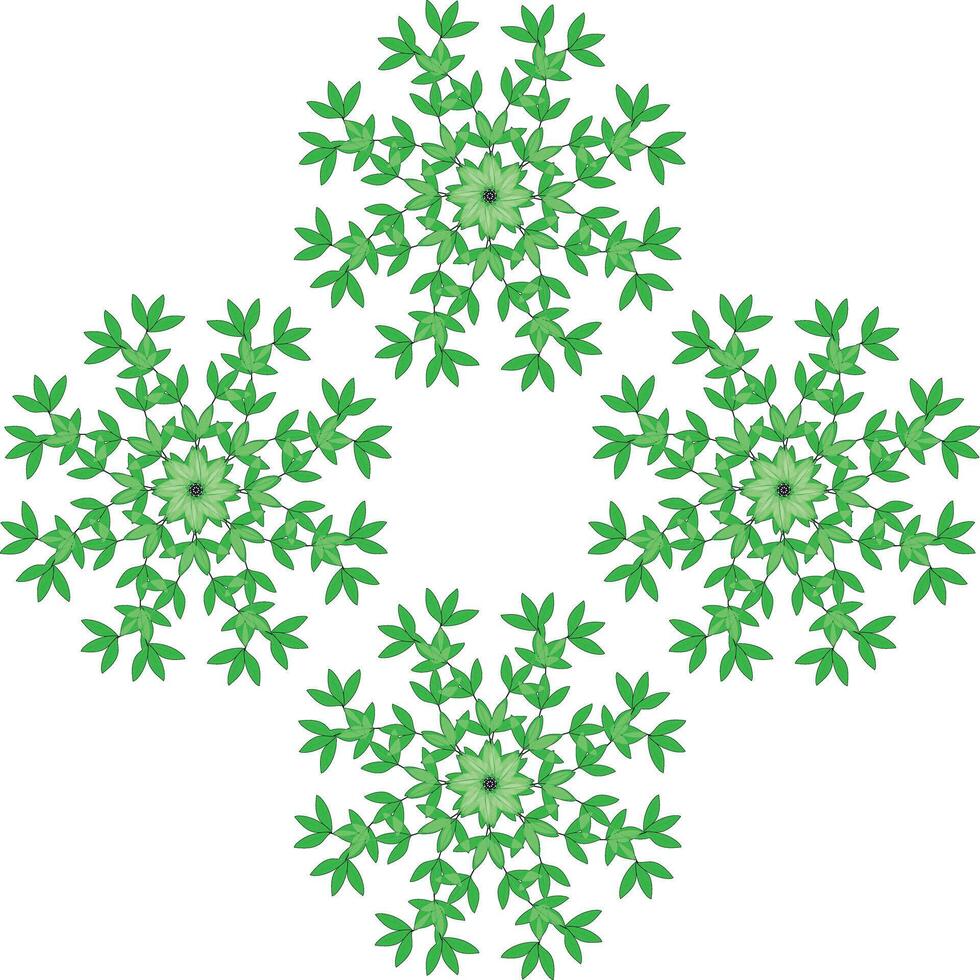 A green snowflake pattern with leaves vector